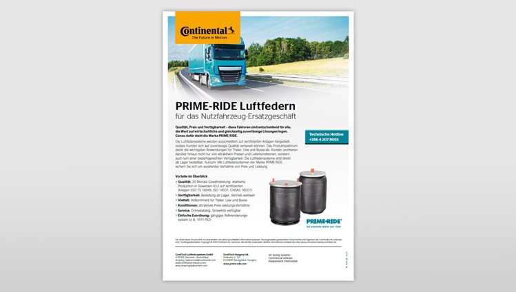 One-pager: PRIME-RIDE Luftfeder Flyer